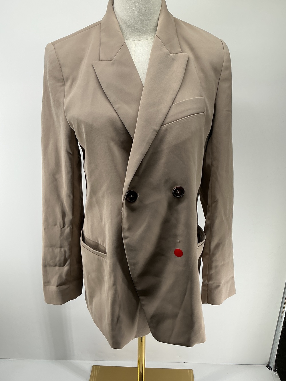 Stretch Crepe Relaxed Double-Breasted Blazer